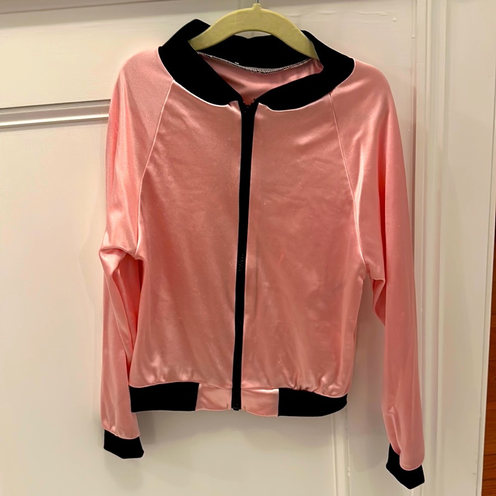 Grease dance costume jacket kids small pink ladies satin curtain call brand